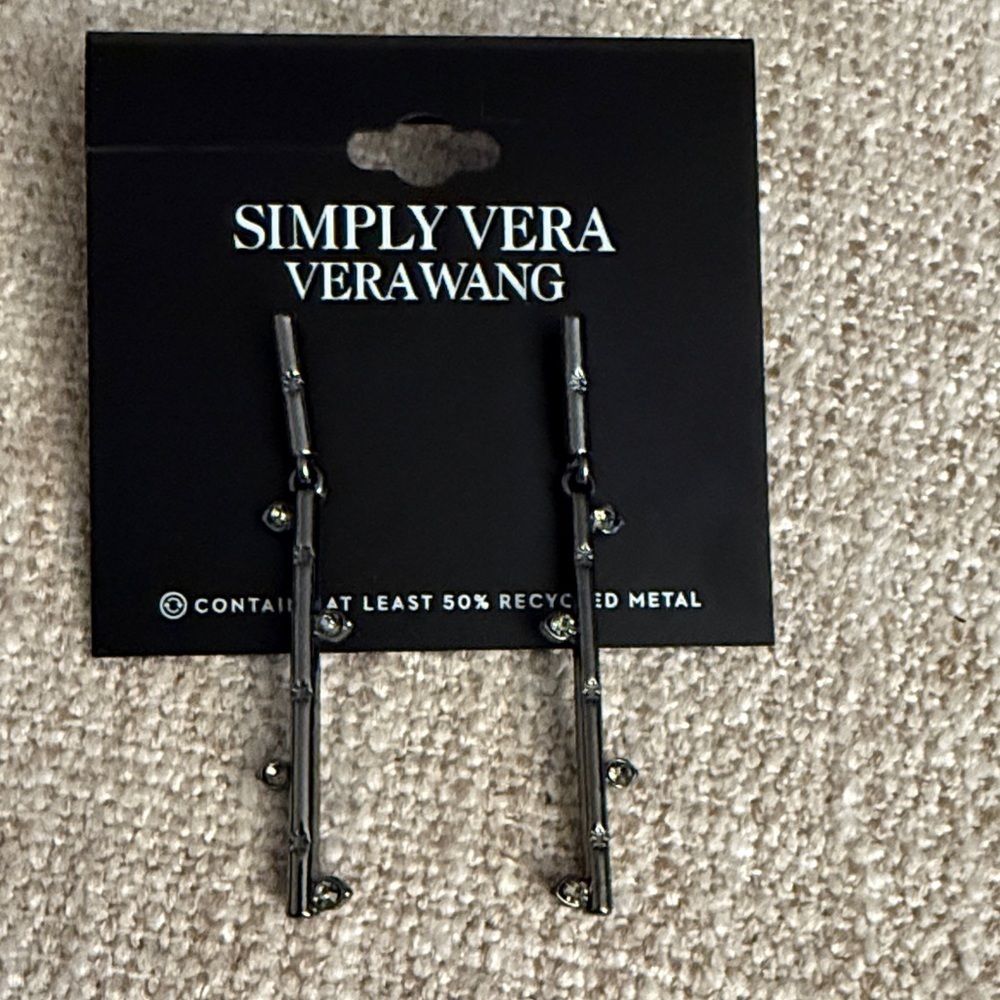 Simply Vera Vera Wang Black-Silver Linear Earrings